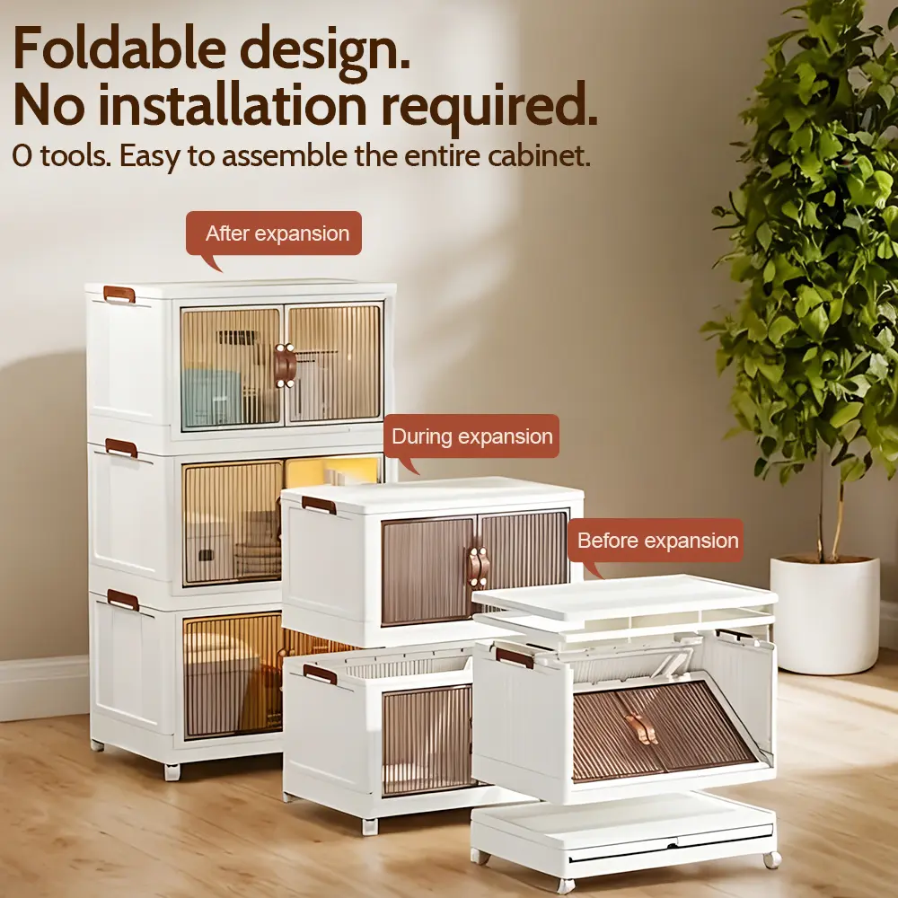 40/64/128QT Stackable Foldable Storage Boxes with Lid