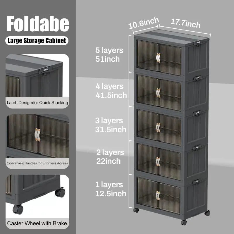 40/64/128QT Stackable Foldable Storage Boxes with Lid