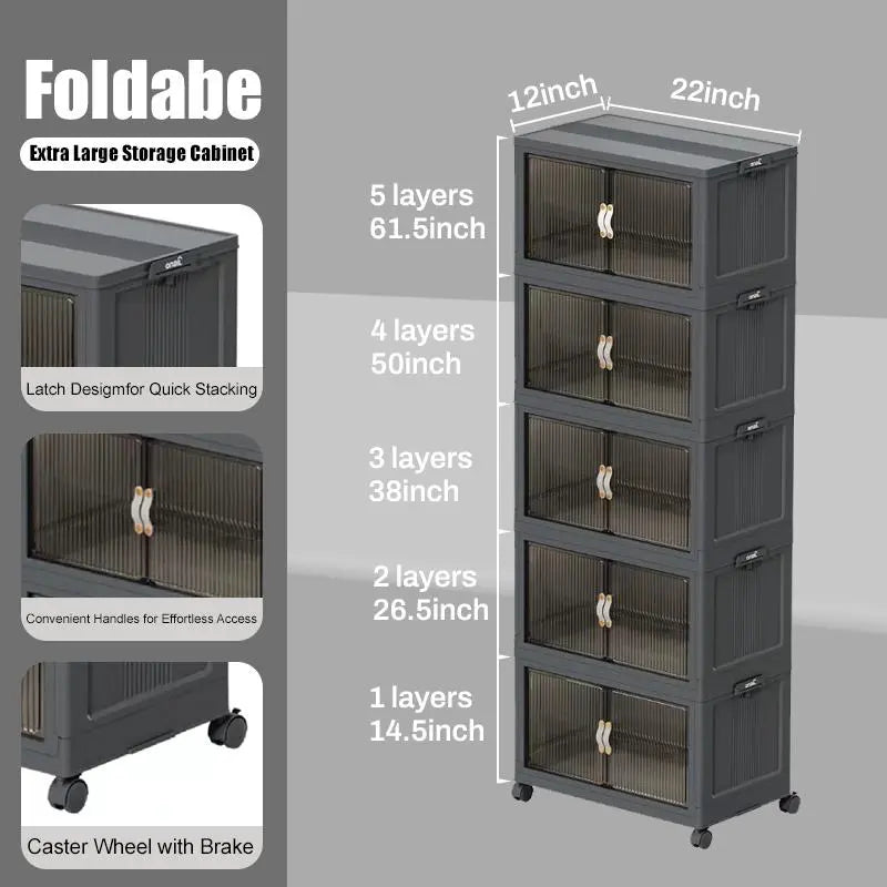 40/64/128QT Stackable Foldable Storage Boxes with Lid