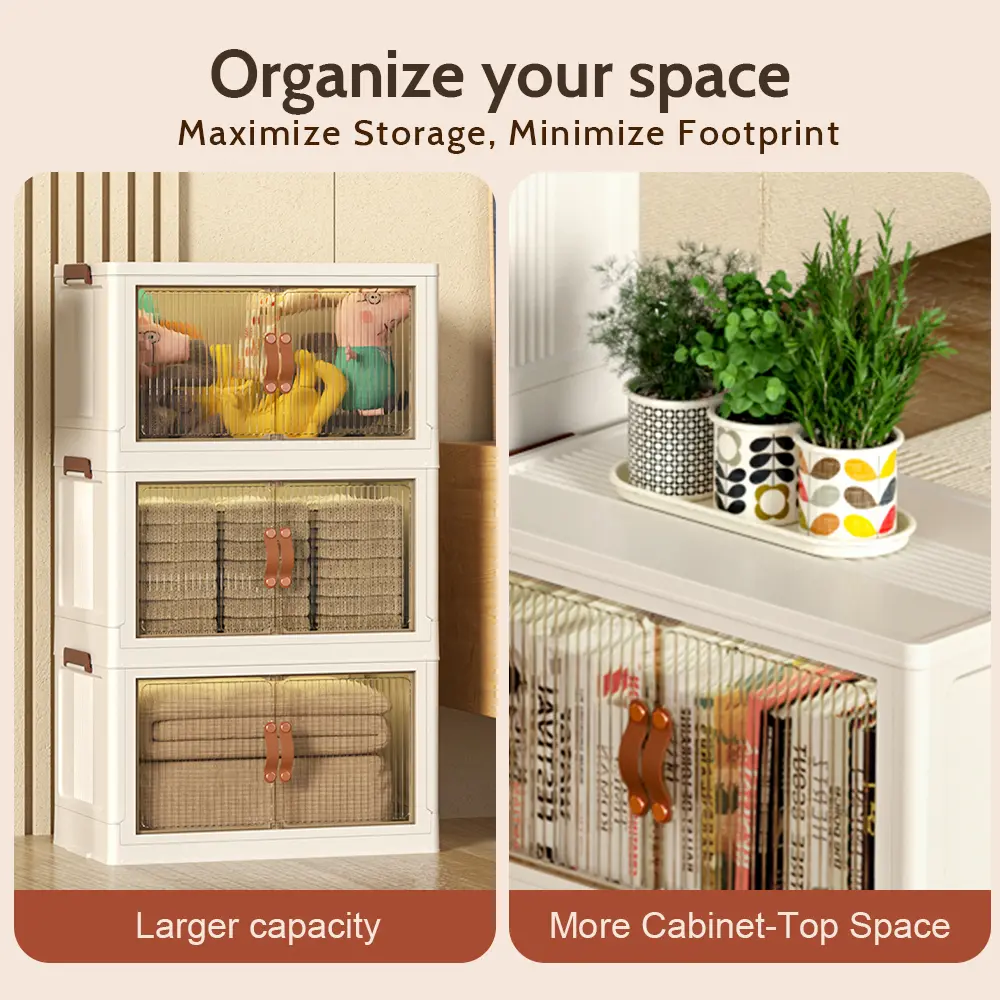 40/64/128QT Stackable Foldable Storage Boxes with Lid