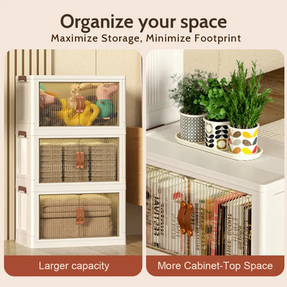 40/64/128QT Stackable Foldable Storage Boxes with Lid