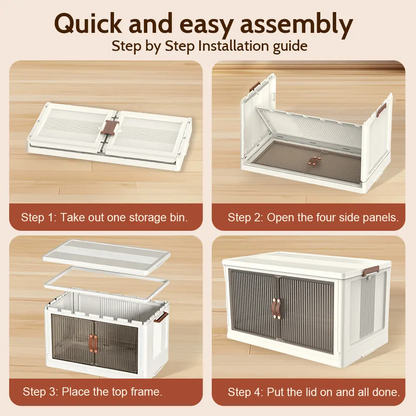 40/64/128QT Stackable Foldable Storage Boxes with Lid